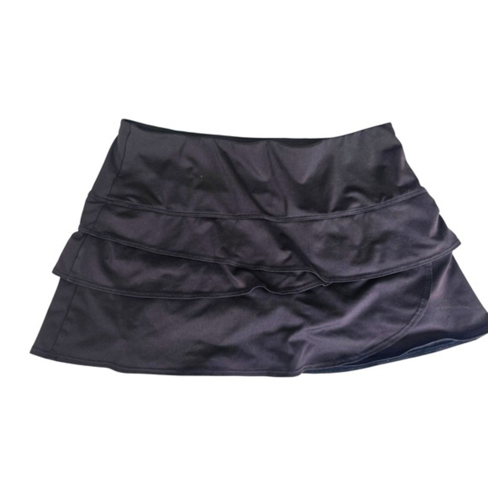 Lucky in Love Black Tiered Ruffle Tennis Skort Size M Built-in Shorts Pocket